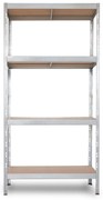 Bezskrutkový kovový regál RIVET BUDGET, 180x90x40 cm, 4x HDF polica, zinok