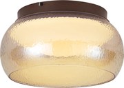 Stropná lampa v štýle Art Deco hnedá s jantárovým sklom vrátane LED 3-stupňovo stmievateľná - Thimble