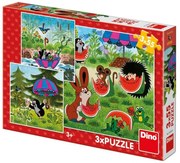 Dino Krtek a paraplíčko 3 x 55 dielov