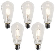 Sada 5 LED žiaroviek E27 Filament ST64 číra 4W 470 lm 2700K