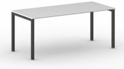 Rokovací kancelársky stôl PRIMO SQUARE, 180x80 cm, čierna podnož, biela