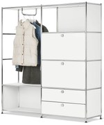 Kovová vešiaková stena »CN3« s 2 výklopnými priečinkami a 2 zásuvkami, biela