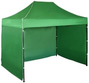 Rýchlorozkladací nožnicový stan 2x3m - oceľový, Zelená, 3 bočné plachty