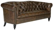 furniture-nabytek.cz - Masívna pohovka Chesterfield Shelford, pravá koža, hnedá – 196×89×85 cm