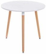 Jedálenský stôl okrúhly Angar, nohy natura - v75 x Ø80 cm - Biela