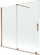 Mexen Velar, 2-krídlová posuvná vaňová zástena 170 x 150 cm, 8mm číre sklo, ružové zlato, 896-170-000-01-60