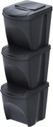 PROSPERPLAST Odpadkový kôš SORTIBOX ECO WOOD antracit, 3x25 l