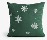 Goldea flanelová obliečka na vankúš - snehové vločky na zelenej 40 x 40 cm