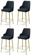 Súprava barových stoličiek Enox Anthracite and Gold, 4 ks, 4 ks
