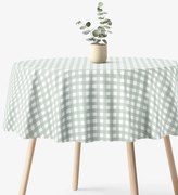 Goldea okrúhly obrus 100% bavlnené plátno - šalviovo zelené kocky Ø 100 cm