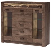 Vitrína Indie 08 (s LED osvetlením) (jaseň tmavý). Vlastná spoľahlivá doprava až k Vám domov. 1057773