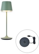 Stolná lampa zelená vrátane LED IP65 Nabíjateľná s nabíjacou stanicou - Bass