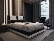 Manželská posteľ Boxspring 140 cm Pecos Comfort (ekokoža + biela + čierna) (s matracom a úložným priestorom). Akcia -20%. Vlastná spoľahlivá doprava až k Vám domov. 1056264