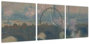 Obraz - Claude Monet, Waterloo Bridge, Gray Day, reprodukcia (s hodinami) (90x30 cm)