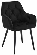 Jedálenská stolička JORK zamatová, čierna (čierne nohy)