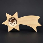 AMADEA Drevená kométa s vkladom - betlehem, masívne drevo, 19x10x3 cm