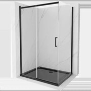 Mexen Omega sprchová kabína, posuvné dvere 100 x 80 cm, transparentnéné, čierna + závesný bidet Flat, čierna