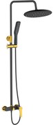 Kuchinox Alanis, sprchová súprava s ručnou a hlavovou sprchou, čierna-zlatá lesklá, LAV-PQI_B0OB