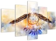 Obraz - Lapač snov s pierkami (150x105 cm)