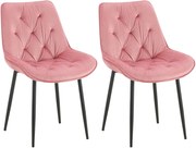 Set 2 jedálenských stoličiek Wallace - zamat - ružová