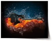 Sablio Plagát Ohnivá gitara - 60x40 cm