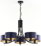 Jupiter 2101 - Luster na reťazi ARTHUR 5xE27/15W/230V modrá/čierna