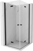 Mexen Mist-F Duo, skladací sprchový kút 75 x 75 cm, číre sklo, čierny profil, 8A6-075L-075P-70-00