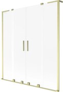 Mexen Velar L Duo, 2-krídlová posuvná vaňová zástena 150 x 150 cm, 8mm sklo námraza, zlatá matná, 896-150-003-32-55