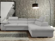 Rohová sedacia súprava Viera, svetlo šedá texturovaná látka, pravý roh%