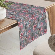 Biante Dekoračný behúň na stôl PML-043 Tropické kvety na sivom 20x120 cm