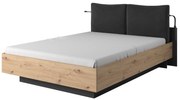 Manželská posteľ 160 cm Nedra (bez matraca a roštu) (dub artisan + antracit). Akcia -21%. Vlastná spoľahlivá doprava až k Vám domov. 1071369