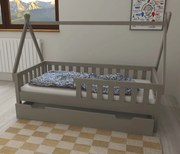 Detská domčeková posteľ z masívu borovice TEA - 200x90 cm - šedá