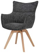 Dizajnová otočná stolička do jedálne Valence antracit štrukturovaná látka dubové nohy