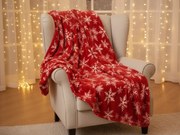 Vianočná mikroplyšová deka FROSTY FLAKES, červená Rozmer: 200 x 220 cm