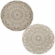 Šnúrkový obojstranný koberec Brussels 205333/10610 Rozeta, béžový / krémový kruh