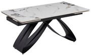 Stôl MATEO 160–240 cm biely mramor/čierna
