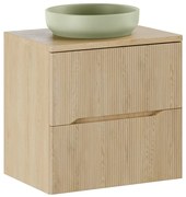 Závěsná skříňka Nordic River s deskou a umyvadlem 60 cm dub cremona