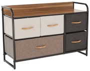 Komoda s látkovými zásuvkami HAZEL TYPE 4, hnedá, S