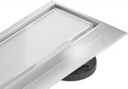 Mexen Flat nerezový sprchový žľab 70 cm vzor biele sklo, 1027070-15
