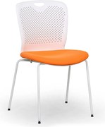 Plastová konferenčná stolička OPEN, biela/oranžová