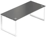 Stôl Creator 200 x 90 cm, biela podnož, 2 nohy, antracit