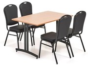 Jedálenská zostava SANNA + HARTFORD, 1200 mm stôl + 4 stoličky, buk, čierna koženka