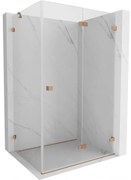 Mexen Lunar-F, 1-krídlový sprchový kút so skladacími dverami, pravý, 100 x 70 cm, 8mm číre sklo, medený profil, 836-100-070-65-00-P