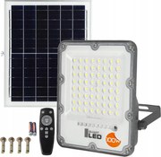 LED stmievateľný solárny reflektor LED/100W/3,2V 5000K 10500 mAh IP65 čierny + diaľkové ovládanie