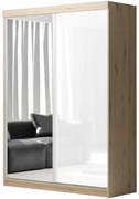 Skriňa Asturia dub artisan/biely lesk +zrkadlo