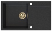 Sink Quality Sink55, kuchynský granitový drez 780x460x215 mm + zlatý sifón, grafitová, SKQ-SINK.G.1KDOL.XG
