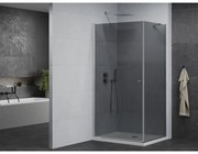 Mexen Pretoria, sprchovací kút 80 (dvere) x 120 (stena) cm, 6mm šedé sklo, chrómový profil + biela sprchová vanička, 852-080-120-01-40-4010