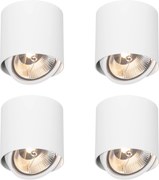 Sada 4 dizajnových bodových svietidiel na povrchovú montáž biela GU10 111 mm - Impact