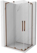 Mexen Velar L Duo, sprchový kút s posuvnými dverami 90 x 80 cm, 8mm číre sklo, ružové zlato, 871-090-080-02-03-60