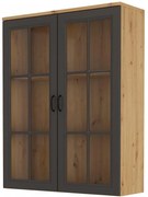 Vitrína (nadstavba) Flaminia 2D (dub artisan + grafit). Vlastná spoľahlivá doprava až k Vám domov. 1035361